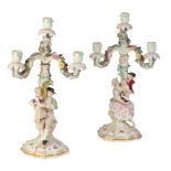 A PAIR OF DRESDEN STYLE TABLE CANDLEABRA