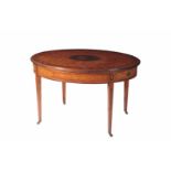 A FINE EDWARDIAN PAINTED SATINWOOD CENTRE TABLE IN SHERATON STYLE,