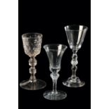 THREE CONTINENTAL WINE GOBLETS, 18TH CENTURY