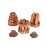 THREE VICTORIAN COPPER 'JELLY MOULDS,