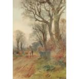 HENRY CHARLES FOX (1855/60-1929) A pair of watercolours of cattle in landscapes