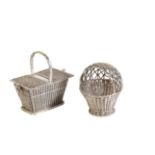 A DUTCH SILVER MINIATURE LOG BASKET