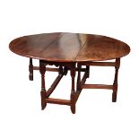 A QUEEN ANNE ELM GATELEG TABLE,