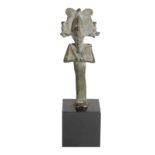 AN EGYPTIAN BRONZE MODEL OF OSIRIS,