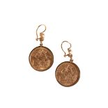 PAIR OF FULL SOVEREIGN EARRINGS