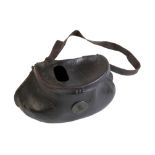 VICTORIAN LEATHER POT-BELLIED CREEL