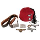 GERMAN ARMY BELT AND BUCKLE WITH ASSORTED GERMAN ITEMS