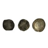 THREE CHARLES I SHILLINGS