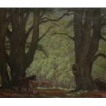*CHARLES LEEK (20TH CENTURY) New Forest landscape with ponies