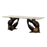 AN ITALIAN 'BLACKAMOOR' GLASS TOPPED DINING TABLE