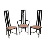 KESTERPORT: A SET OF EIGHT BLACK LACQUER HIGH BACK DINING CHAIRS