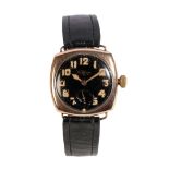 WALTHAM GENTLEMAN'S CUSHION CASE GOLD PLATED WRIST WATCH