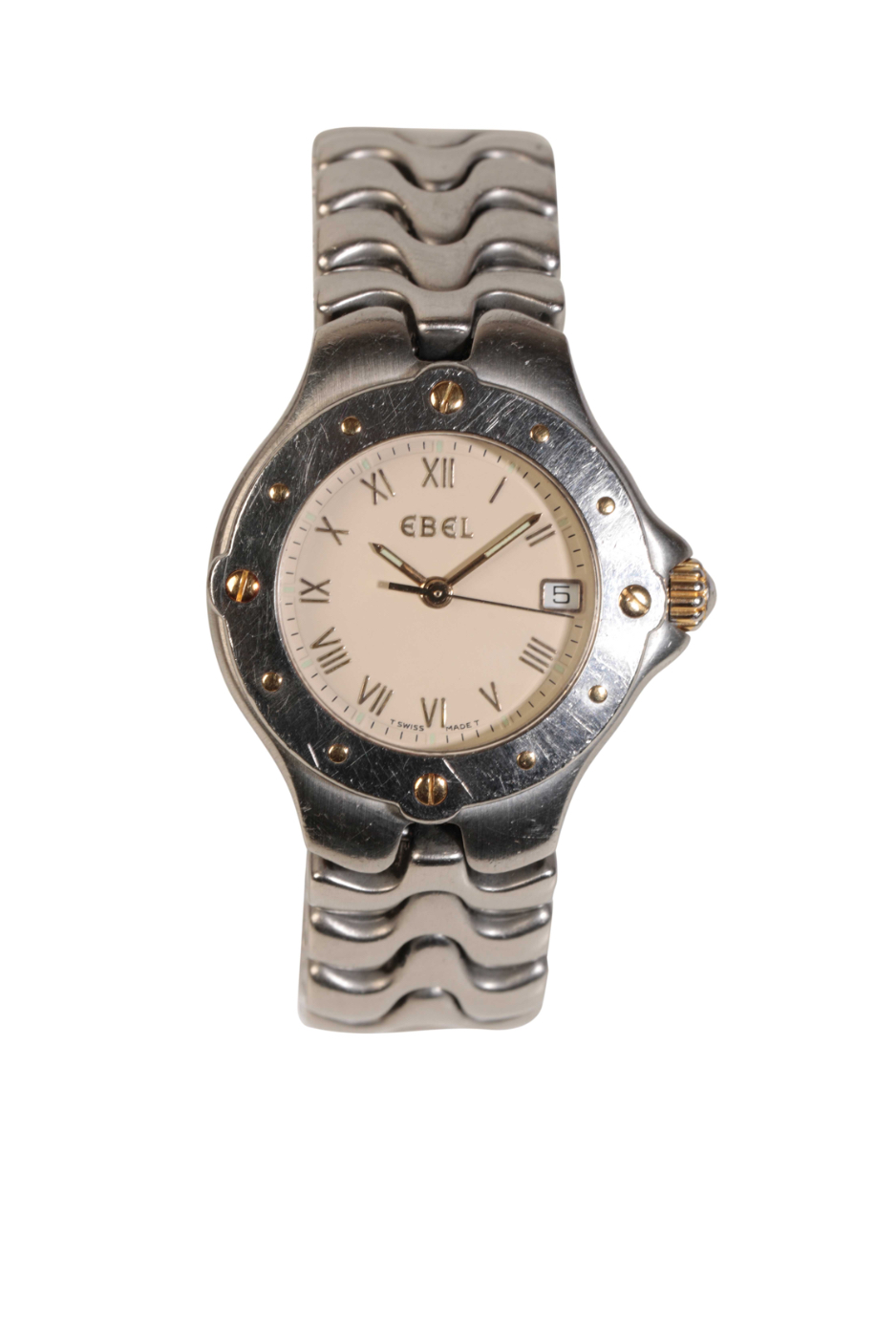 EBEL SPORTSWAVE LADY'S STAINLESS STEEL BRACELET WATCH,