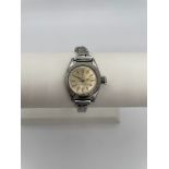 A TUDOR OYSTER LADIES STAINLESS STEEL WRIST WATCH