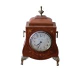 AN EDWARDIAN WALKER & HALL INLAID MAHOGANY BRACKET CLOCK