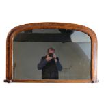 A VICTORIAN WALNUT D"-SHAPED OVERMANTEL MIRROR