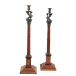 A PAIR OF GEORGE III ARCHITECTURAL CANDLESTICKS