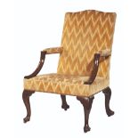 A GEORGE II MAHOGANY GAINSBOROUGH" ARMCHAIR"