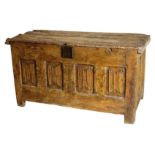 AN OAK COFFER,