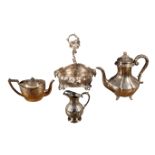 A WILLIAM IV SILVER PLATE BALUSTER COFFEE POT,