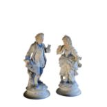 A PAIR OF CONTINENTAL BISQUE PORCELAIN CABINET FIGURES