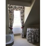 A SET OF CURTAINS PRINTED WITH BUTTERFLY AND FLORA,