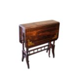 AN EDWARDIAN ROSEWOOD AND MARQUETRY SUTHERLAND TABLE,