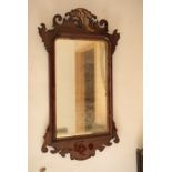 A WALNUT FRAMED WALL MIRROR IN GEORGE I STYLE,