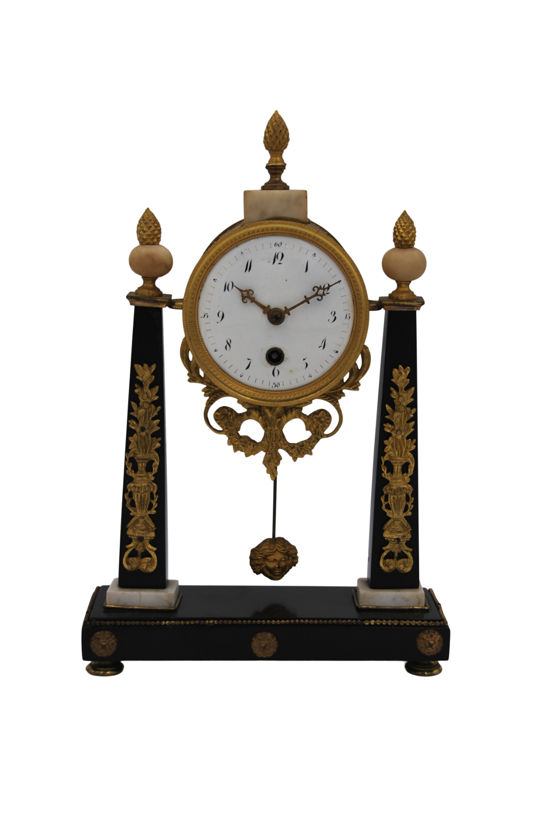 A NAPOLEON III MARBLE AND GILT METAL MANTEL TIMEPIECE,