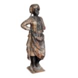 AN ITALIAN CARVED, PAINTED AND PARCEL GILT PINE 'BLACKAMOOR' FIGURE,