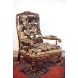 A REGENCY MAHOGANY LIBRARY ARMCHAIR,