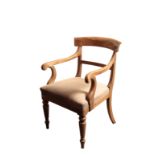 A REGENCY MAHOGANY AND UPHOLSTERED ELBOW CHAIR, PROBABLY BY GILLOWS,