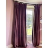 THREE PAIRS OF TAUPE COTTON CURTAINS,