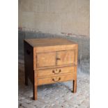 A GEORGE III SATINWOOD AND CROSSBANDED NIGHT COMMODE,