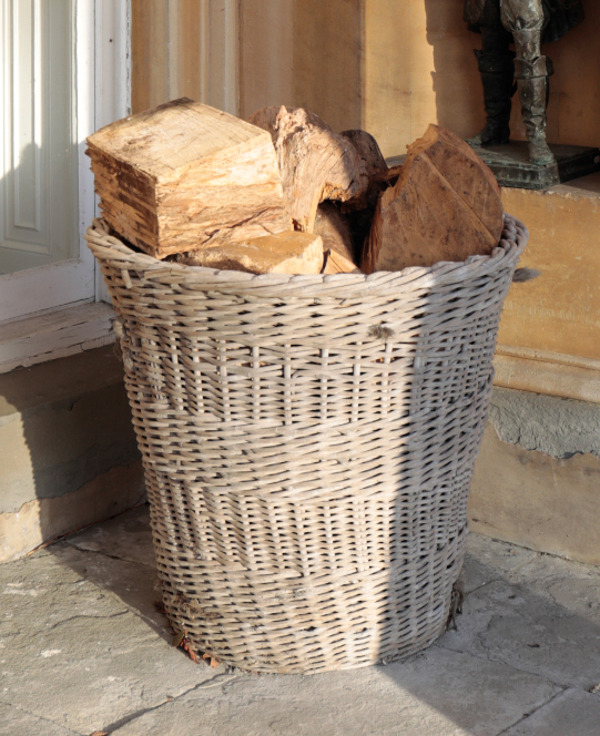 A PAIR OF LARGE WICKER LOG BASKETS, - Image 2 of 3