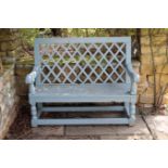 A PAINTED WOOD GARDEN BENCH,