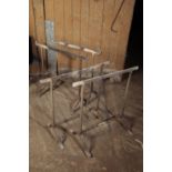 TWO PAIRS OF WROUGHT IRON COACHING STANDS,