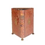 A GILT TOOLED LEATHER FACED WASTE PAPER BIN,