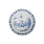 A DELFTWARE BLUE AND WHITE DISH