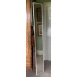 A WHITE PAINTED WOOD FRAMED RECTANGULAR WALL MIRROR,