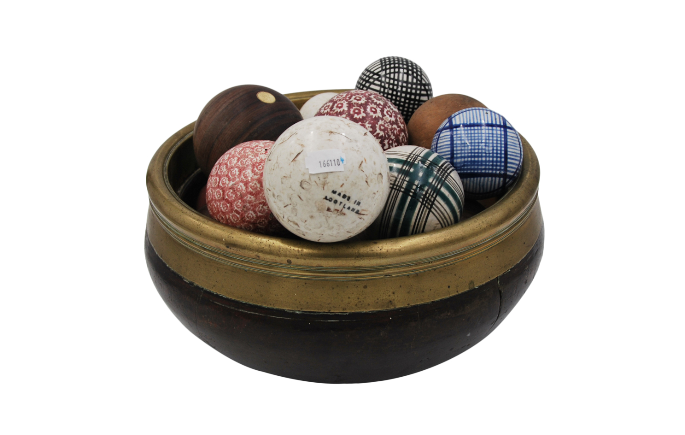 A COLLECTION OF VICTORIAN PAINTED WOOD AND CERAMIC CARPET BOWLS, - Image 2 of 2