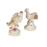 A PAIR OF STAFFORDSHIRE PORCELAIN DISPLAYING EAGLES,