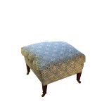 A VICTORIAN UPHOLSTERED CENTRE STOOL, BY HOWARD & SONS,