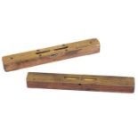 TWO SIMILAR VICTORIAN BRASS MOUNTED WALNUT SPIRIT LEVELS,