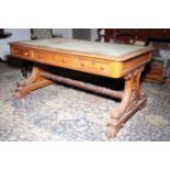 A IRISH VICTORIAN OAK PARTNERS' WRITING TABLE, BY ROBERT STRAHAN,