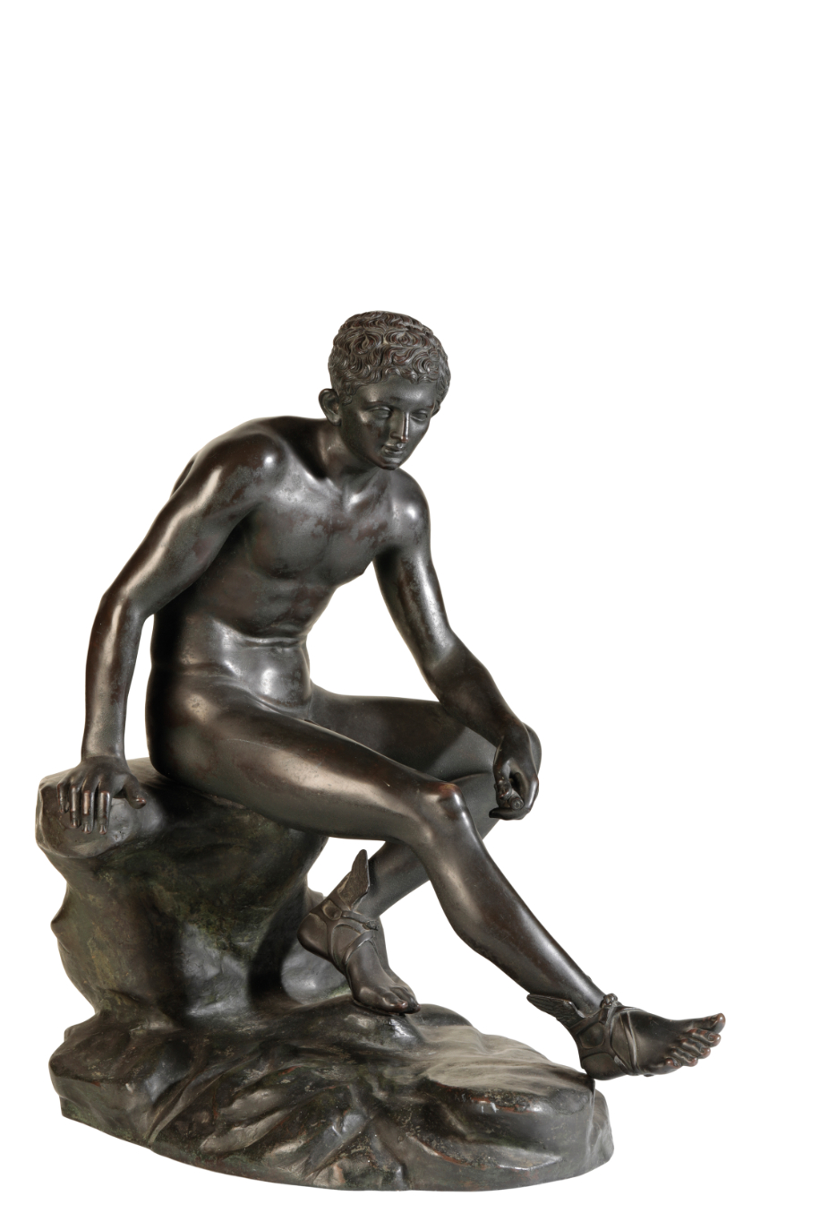 A NEAPOLITAN PATINATED BRONZE MODEL OF THE SEATED HERMES, BY CHIURAZZI & FILS, - Image 2 of 3