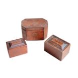 A GEORGE III SATINWOOD AND MARQUETRY TEA CADDY,