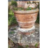 A LARGE ITALIAN TERRACOTTA GARDEN URN,