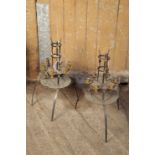 A PAIR OF WROUGHT IRON PIER LAMPS,