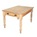 A VICTORIAN PINE KITCHEN TABLE,